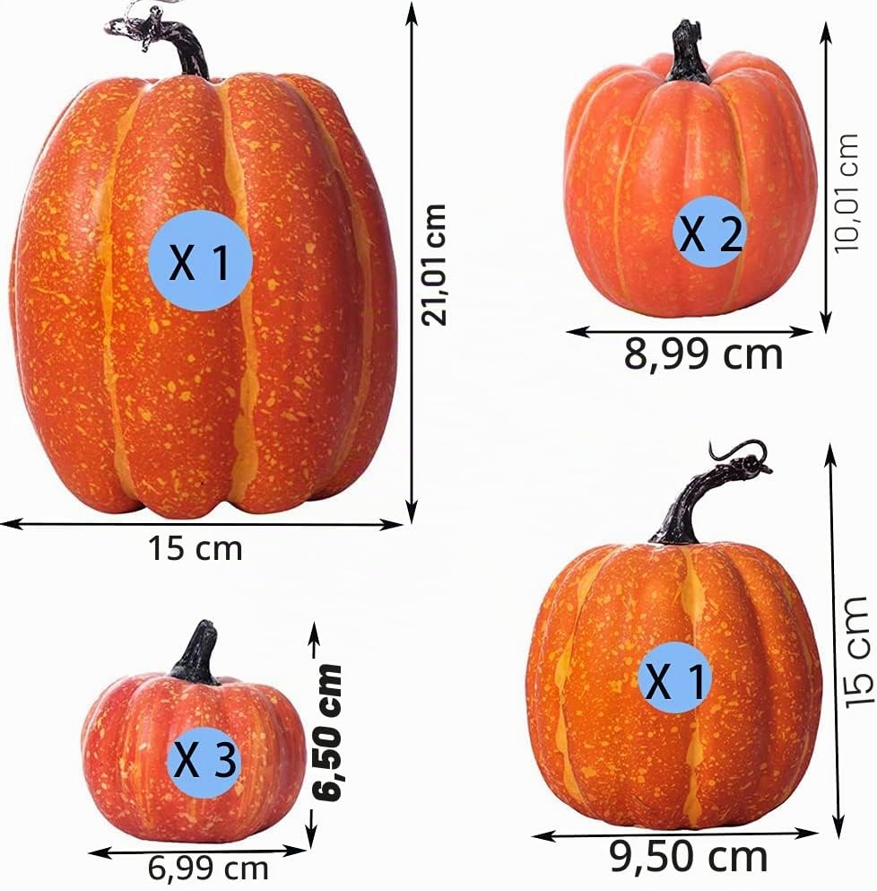 Lot de 7 citrouilles artificielles – Décoration Automne & Halloween