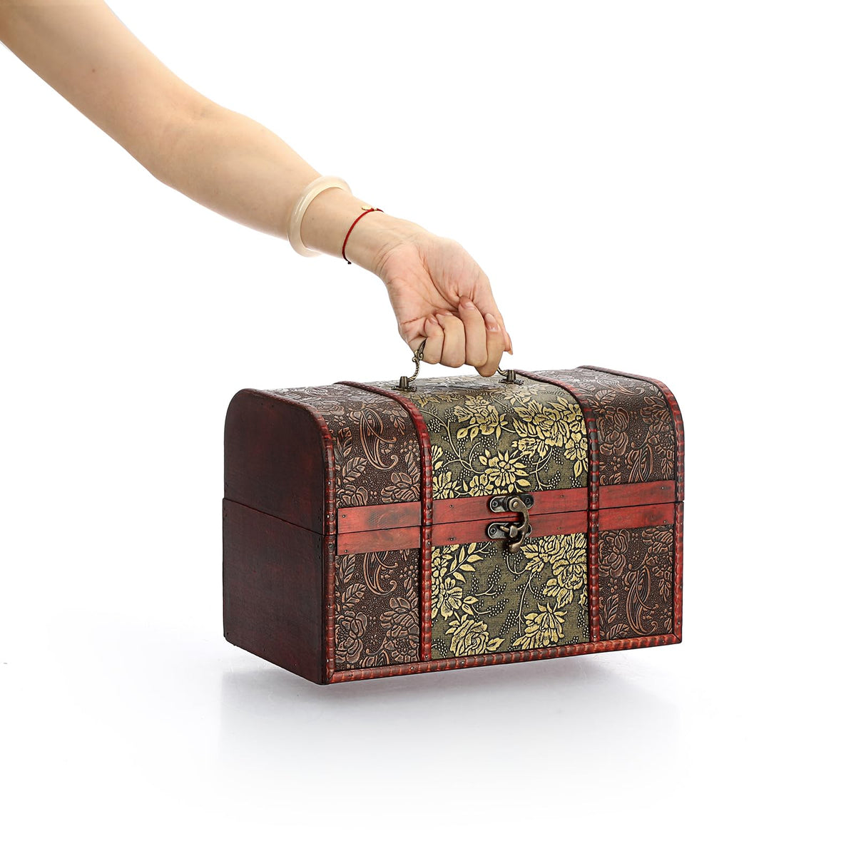 Malle au trésor vintage en bois – Coffret à bijoux et souvenirs
