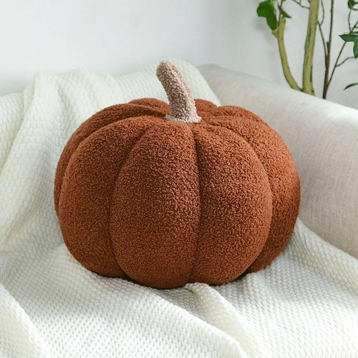 Coussin citrouille en velours Teddy – Décoration d'automne & Halloween