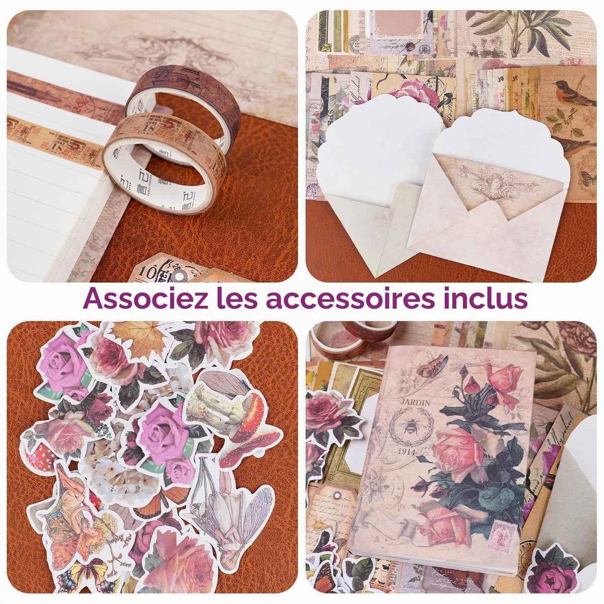 Kit de scrapbooking vintage – 185 pièces