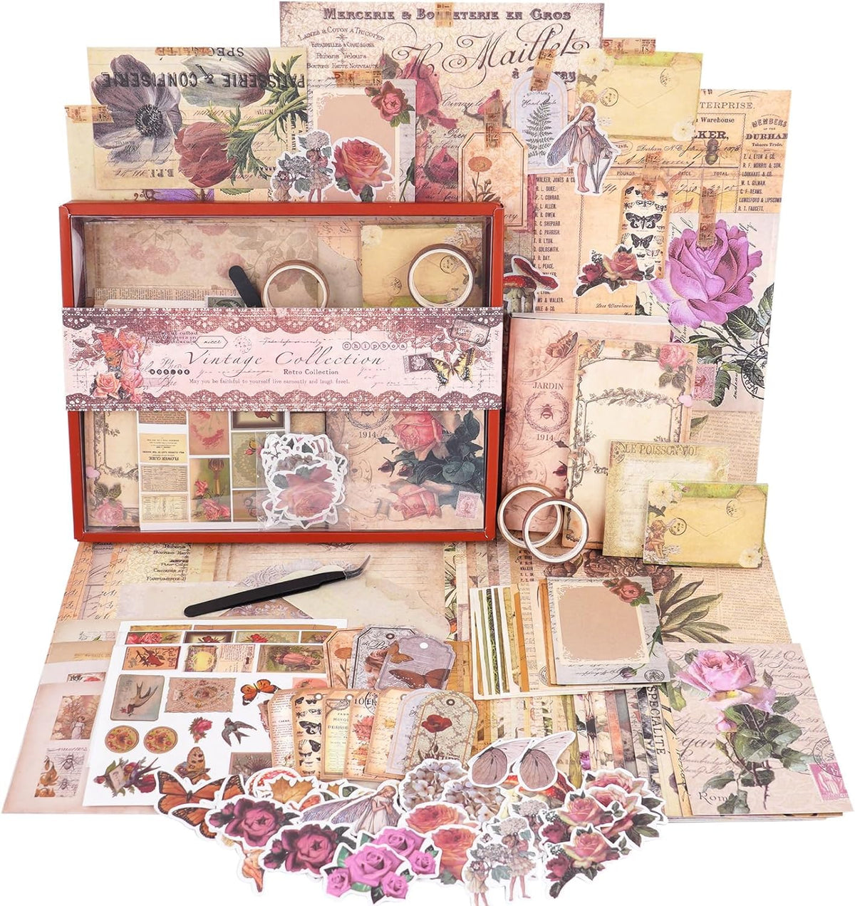 Kit de scrapbooking vintage – 185 pièces