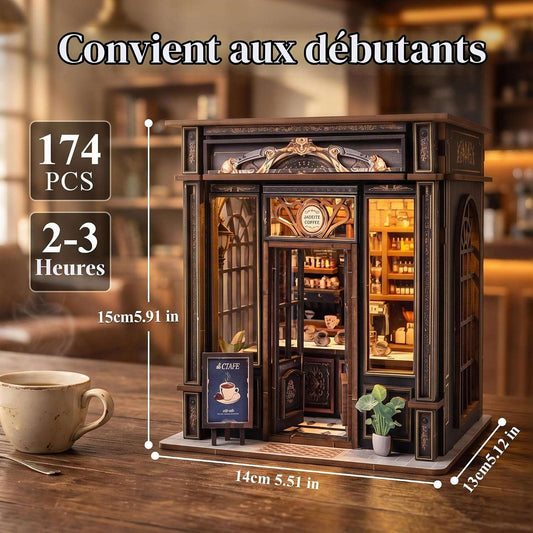 Book Nook DIY en bois avec éclairage LED – Puzzle 3D miniature | CRIOLPO