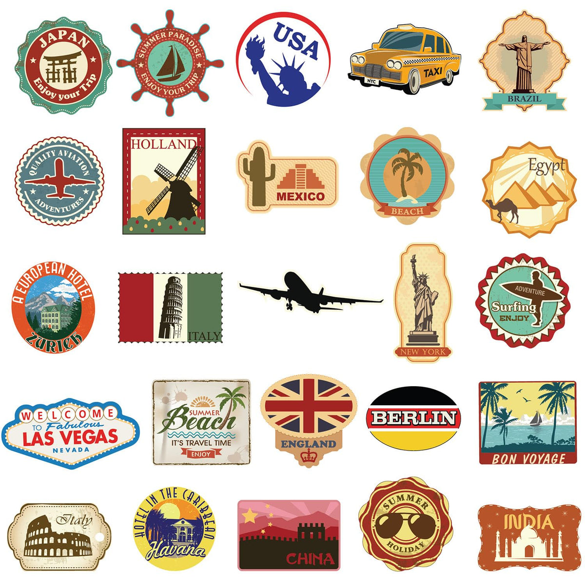 Autocollants de voyage en vinyle – Collection Kaderas
