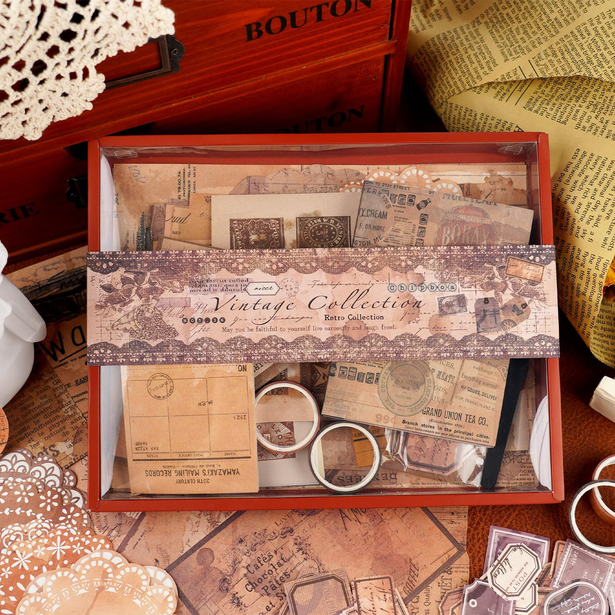 Kit de scrapbooking vintage – 185 pièces