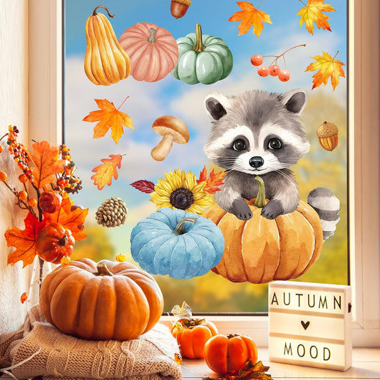 Stickers fenêtre automne – 121 autocollants réutilisables