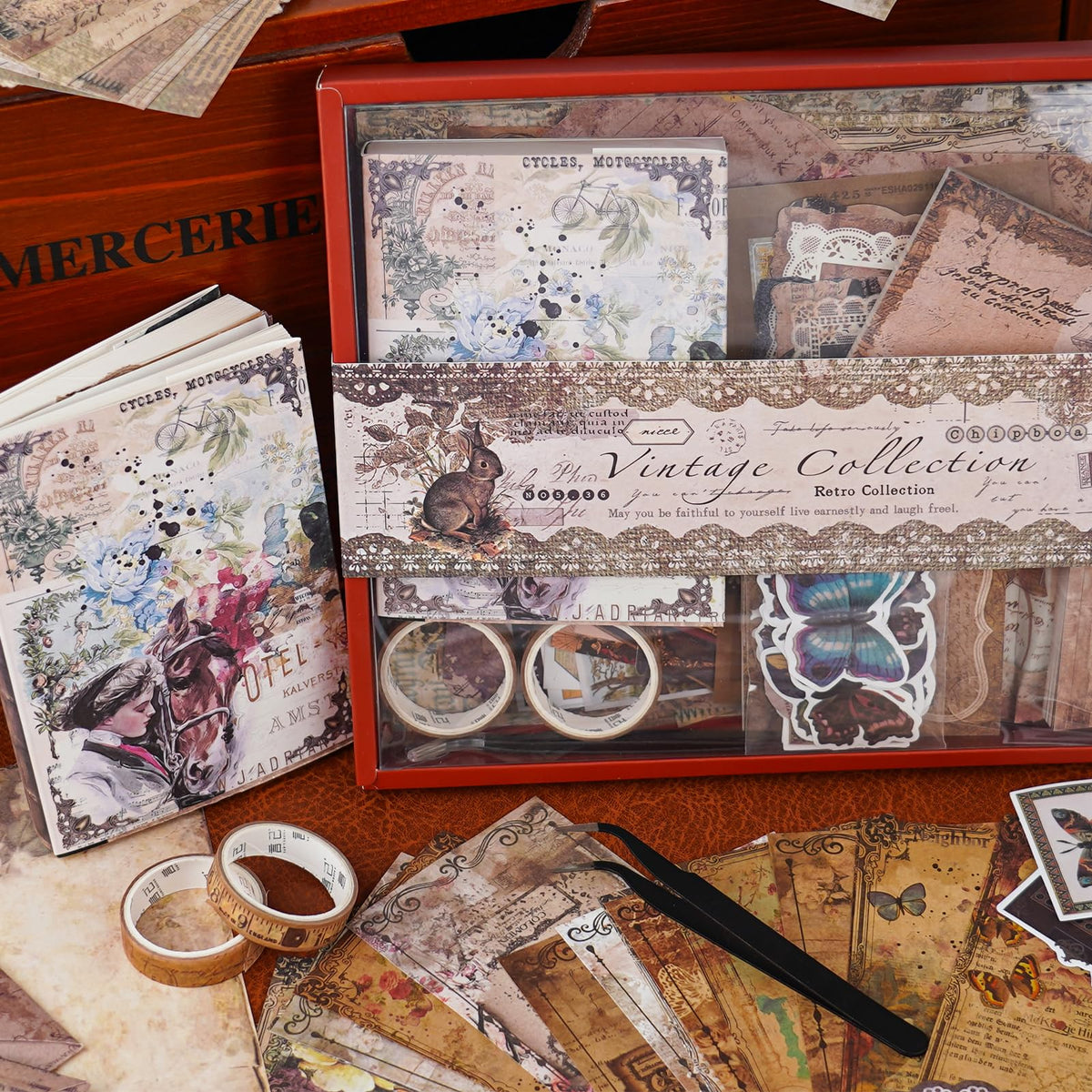 Kit de scrapbooking vintage – 185 pièces