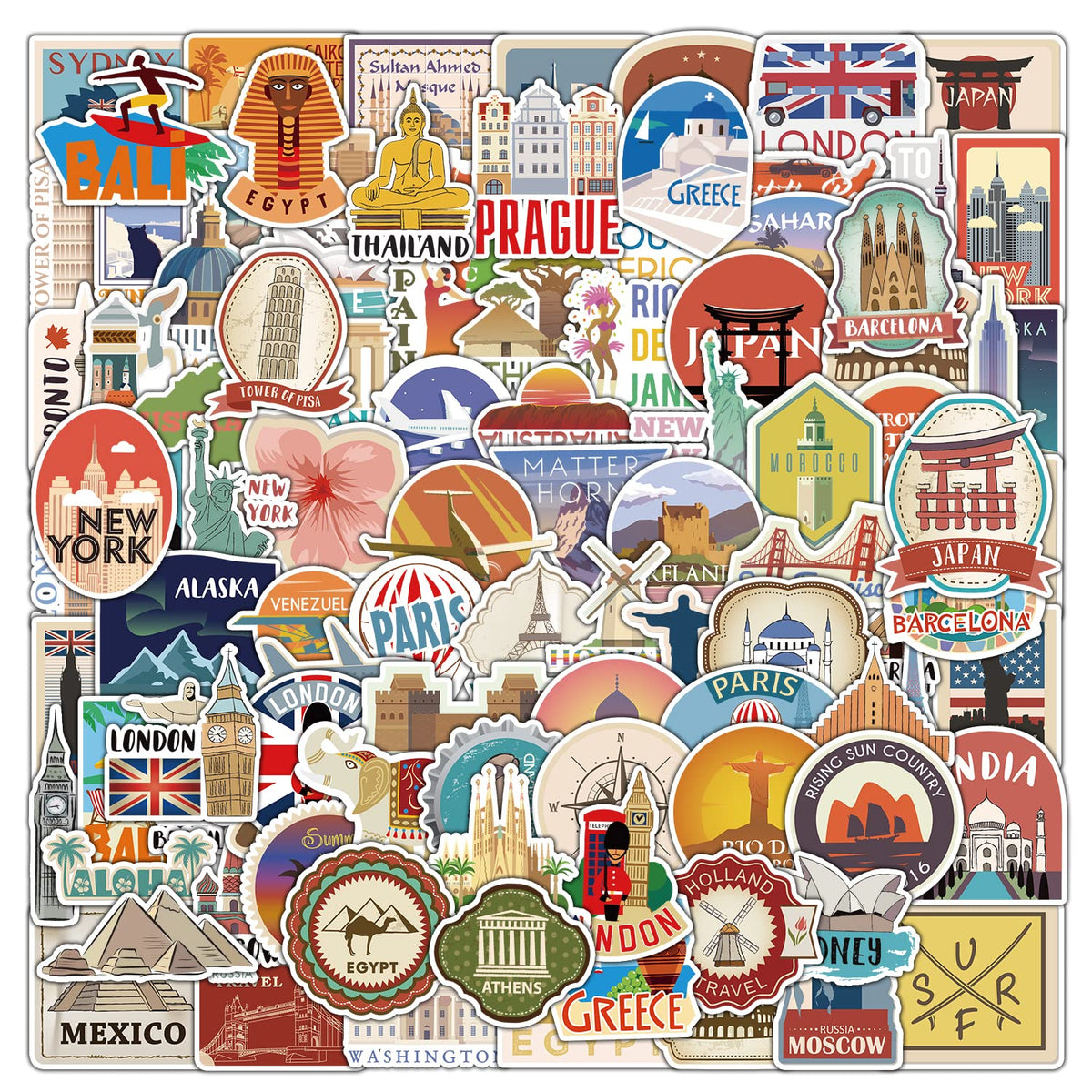 Autocollants de voyage en vinyle – Collection Kaderas