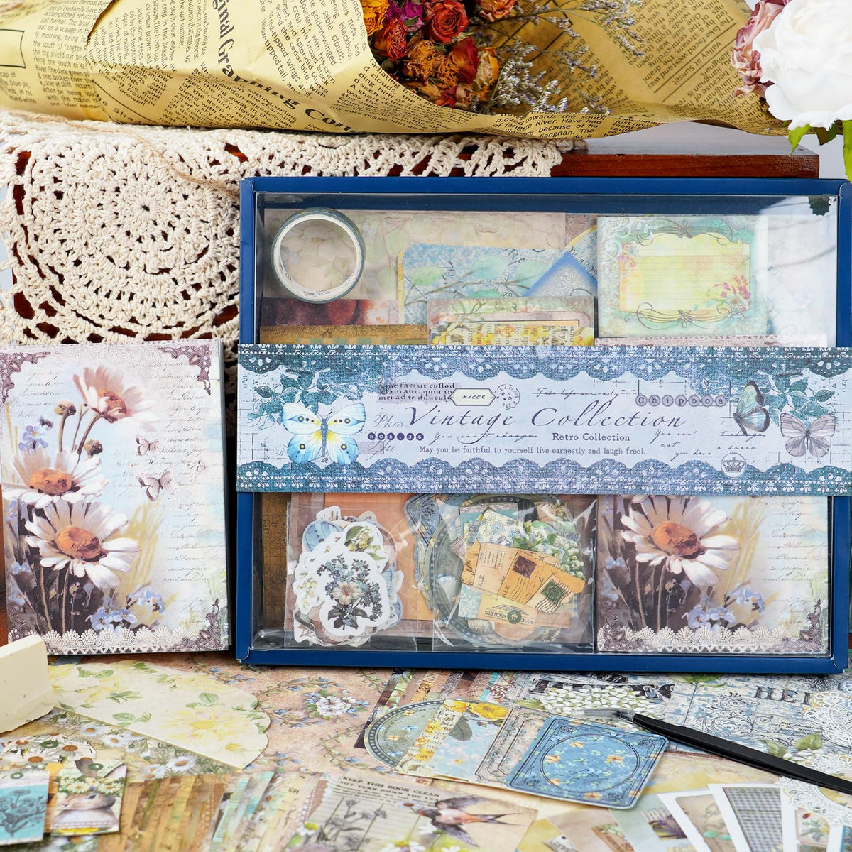 Kit de scrapbooking vintage – 185 pièces