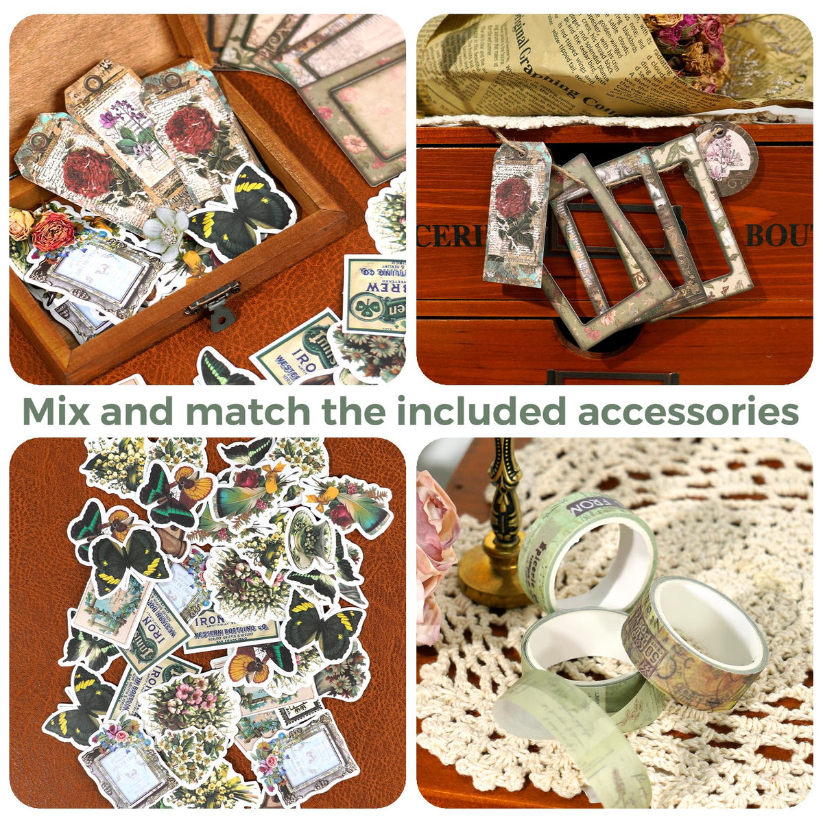 Kit de scrapbooking vintage – 185 pièces