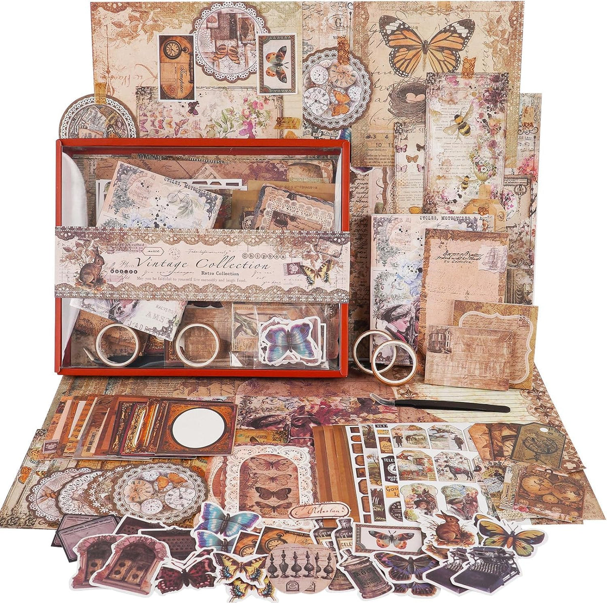 Kit de scrapbooking vintage – 185 pièces