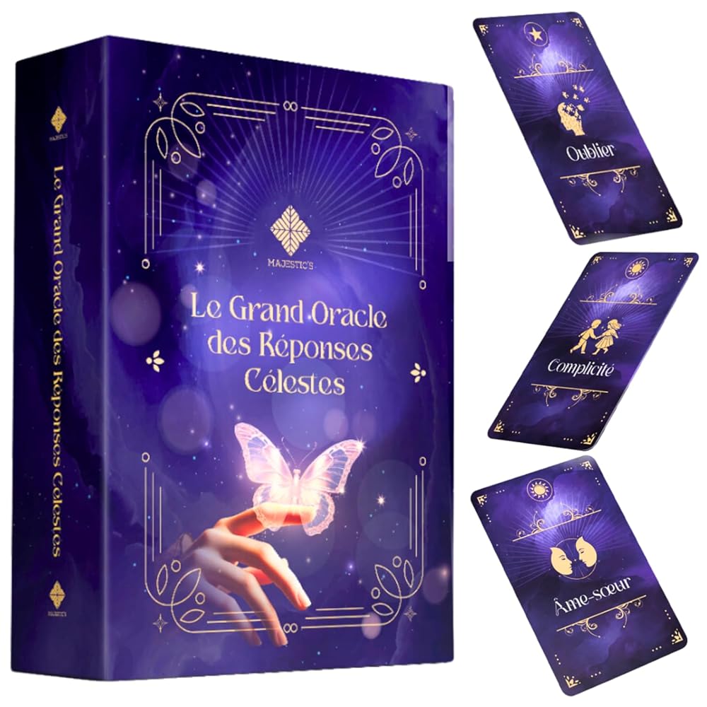 Le Grand Oracle des Réponses Célestes – Oracle Divinatoire Français de 110 cartes pour des réponses simples, immédiates et précises (Carte au Petit Format) cover image