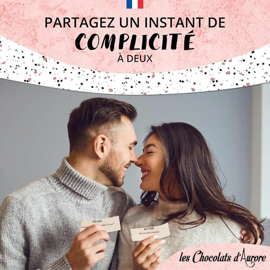 Boîte de 40 Carrés de Chocolat individuels "Action ou Vérité" Spécial Saint - Valentin - © 2026 Le Grimoire Ancien