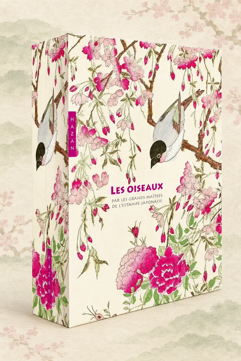 Coffret Les oiseaux sur un fond inspiré du papier japonais