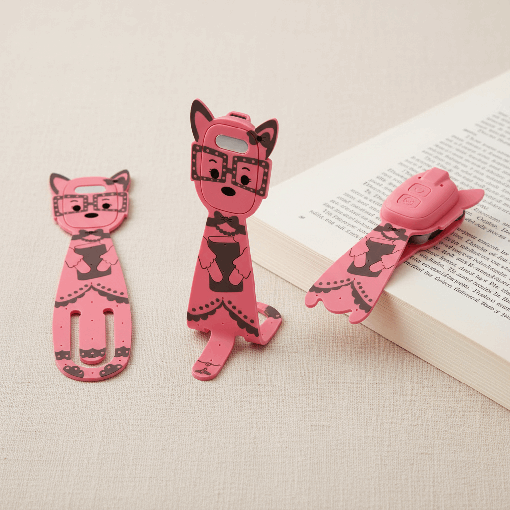 Marque-page chien rose – fond neutre