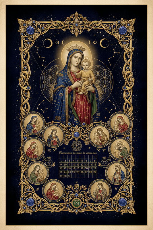 Le Calendrier de la Sainte-Vierge : les Fêtes mariales à travers l'année - © 2026 Le Grimoire Ancien
