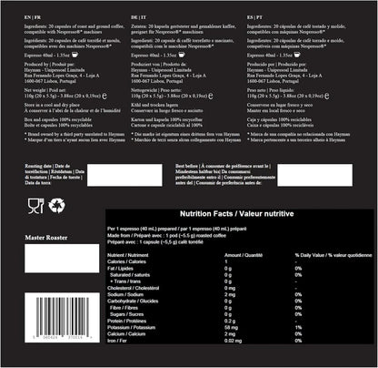 100 % Café Fazenda Sao Paulo du Brésil - Capsules de café compatibles avec les machines Nespresso Original Line - Coffret avec 20 capsules - © 2026 Le Grimoire Ancien