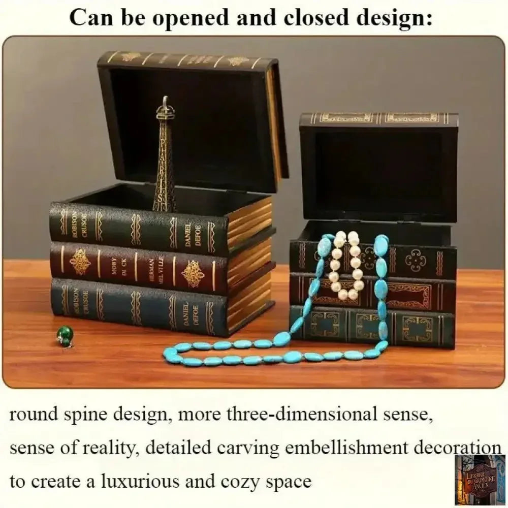 2 boîtes de rangement rétro européennes (1 boîte = 4 livres) - © 2026 Le Grimoire Ancien