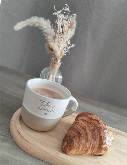 Coffret 2 Mugs céramique 400 ml – Gravure « Take a Moment » | COZY KITCHEN