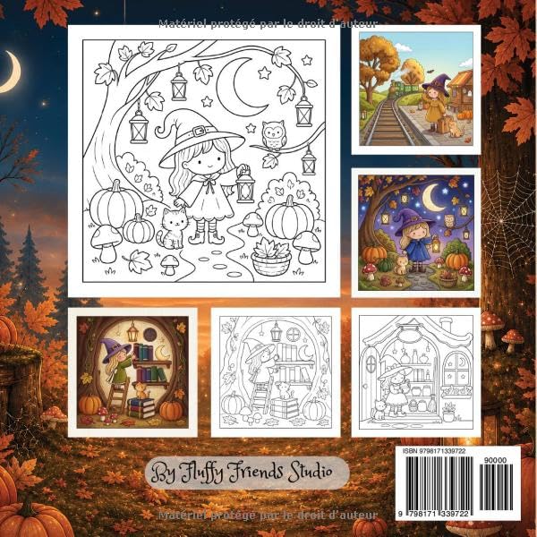 La Petite Sorcière d’automne – Livre de coloriage Halloween | 50 illustrations