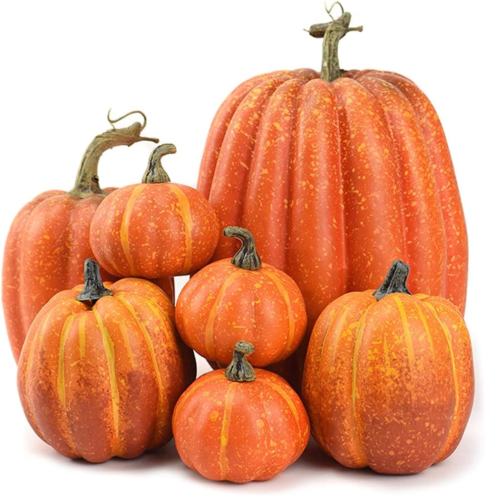 Lot de 7 citrouilles artificielles – Décoration Automne & Halloween