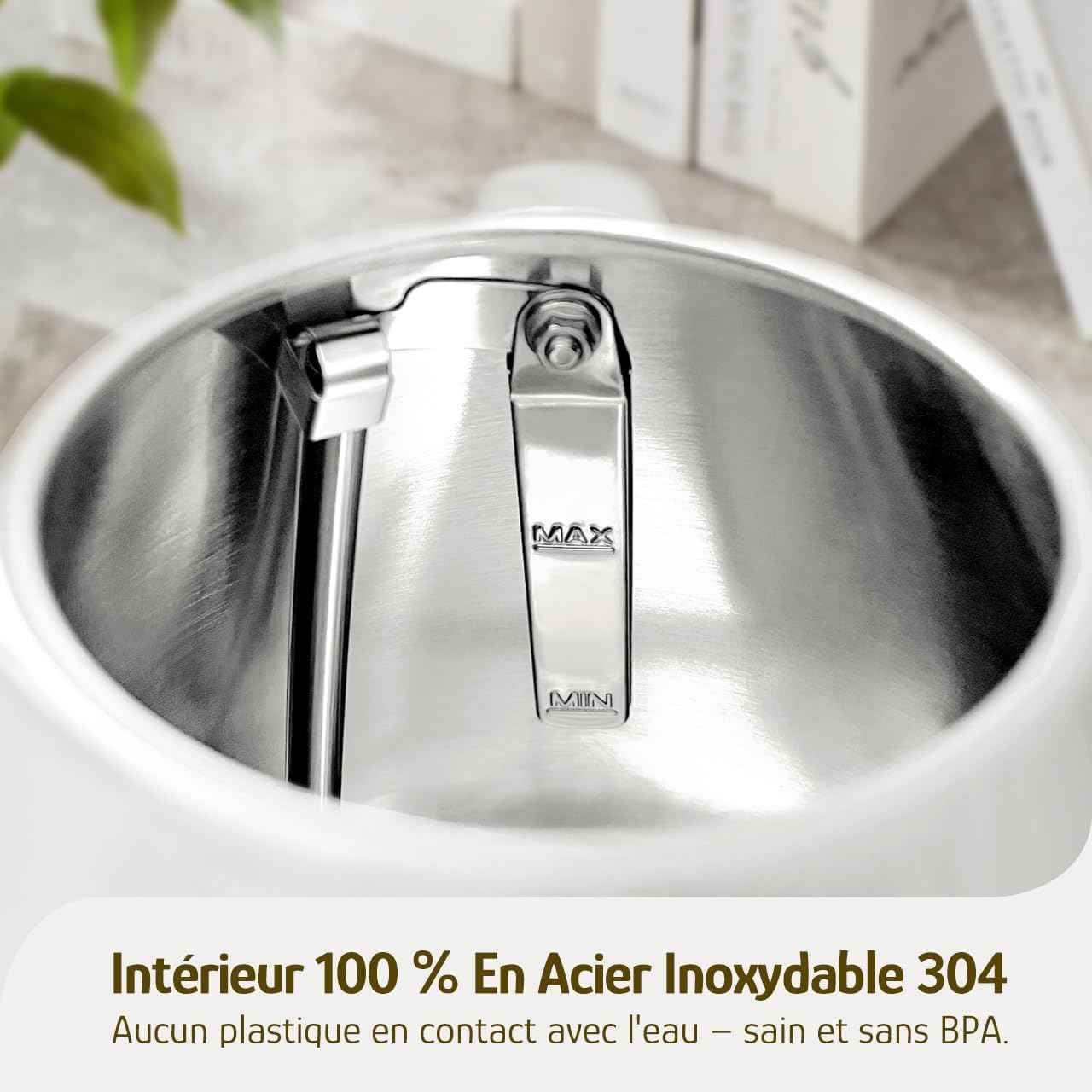 Hazel Quinn Bouilloire Électrique Rétro avec Thermomètre, Entièrement en Acier Inoxydable sans Plastique, Bouilloire Sans Fil, Arrêt Automatique, 2200 W, 1,7 L, Sans BPA, Vintage Design, Blanc Perle