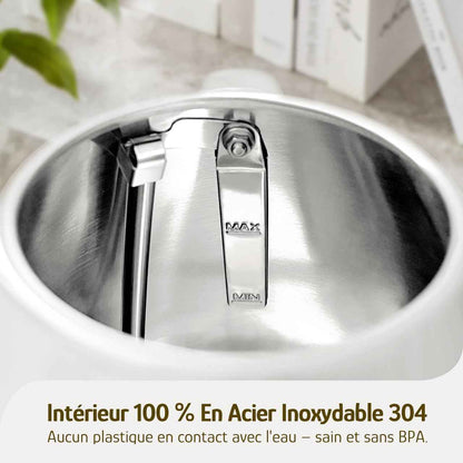 Hazel Quinn Bouilloire Électrique Rétro avec Thermomètre, Entièrement en Acier Inoxydable sans Plastique, Bouilloire Sans Fil, Arrêt Automatique, 2200 W, 1,7 L, Sans BPA, Vintage Design, Blanc Perle