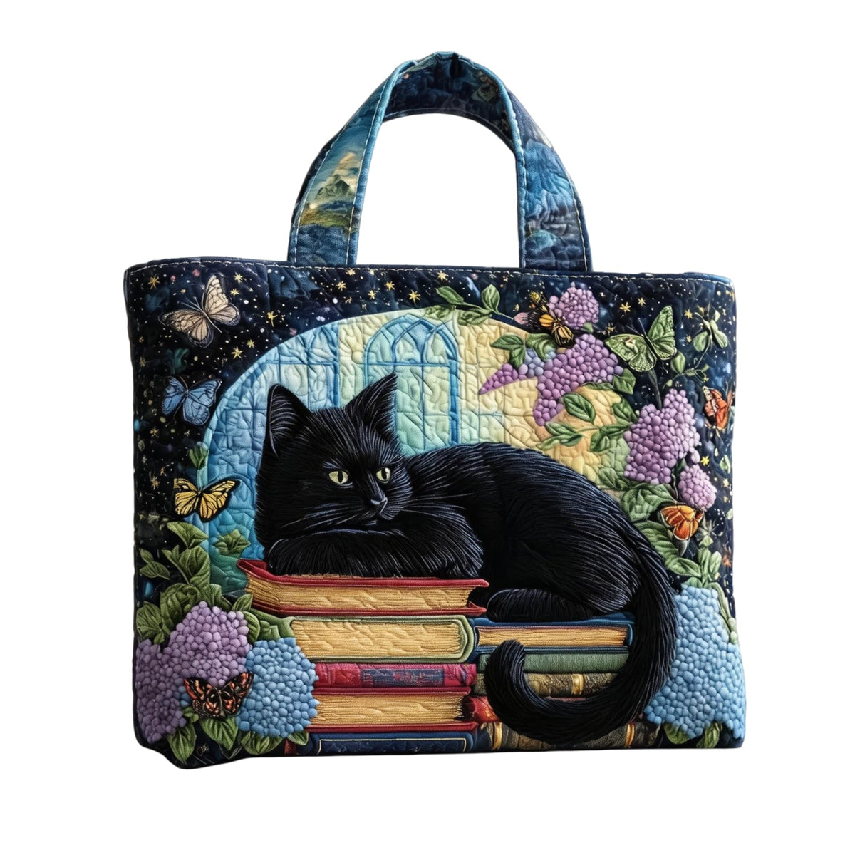 Sac de lecture matelassé à motifs de livres