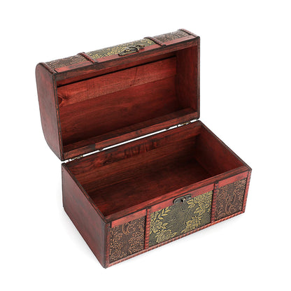 Malle au trésor vintage en bois – Coffret à bijoux et souvenirs