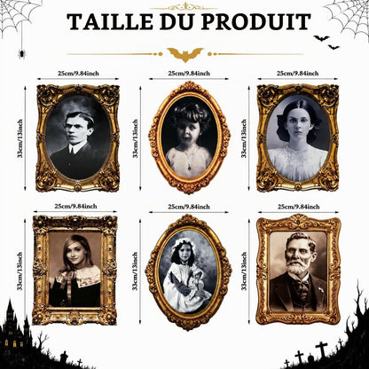 Galerie hantée – Lot de 6 cadres 3D à portraits changeants | Dutown