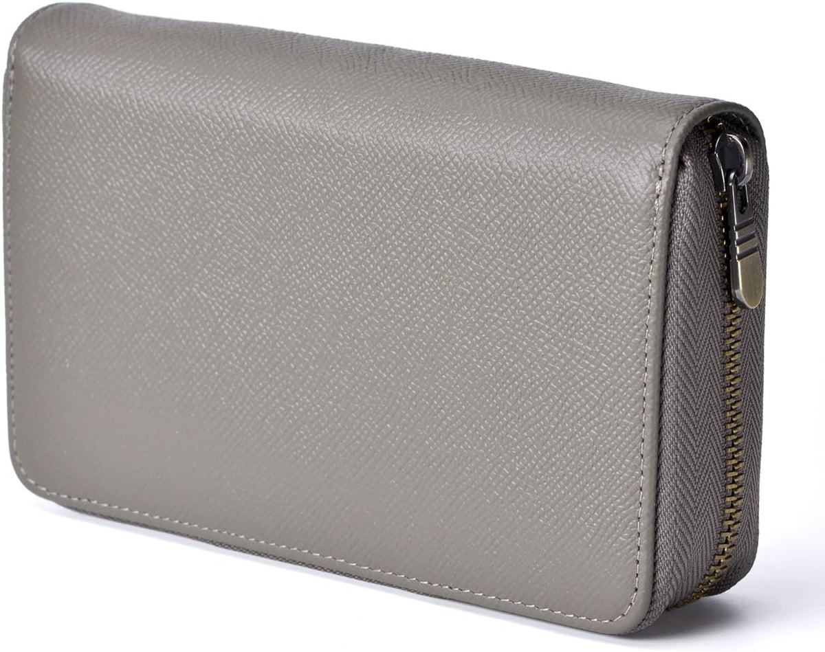 Étui à stylos en cuir - 10 fentes avec pochette zippée – Fait main
