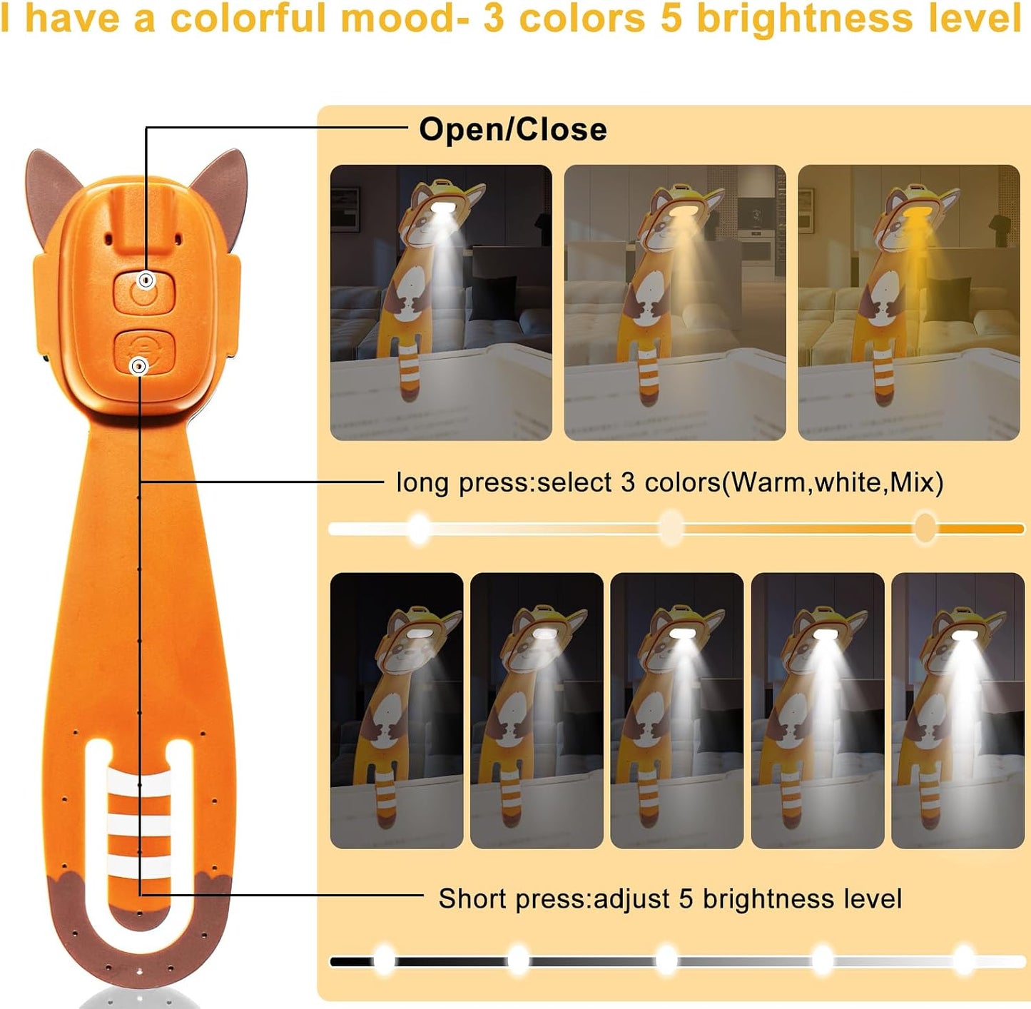 Lampe de lecture LED rechargeable avec pince