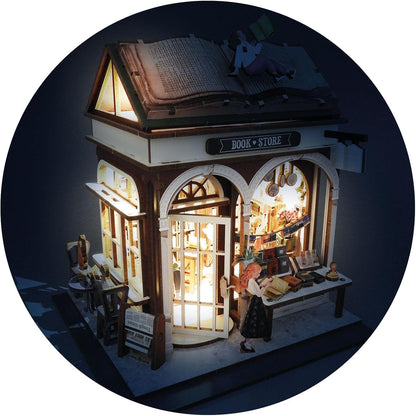 Diorama Librairie miniature en bois avec LED – Kit DIY 148 pièces | Buki