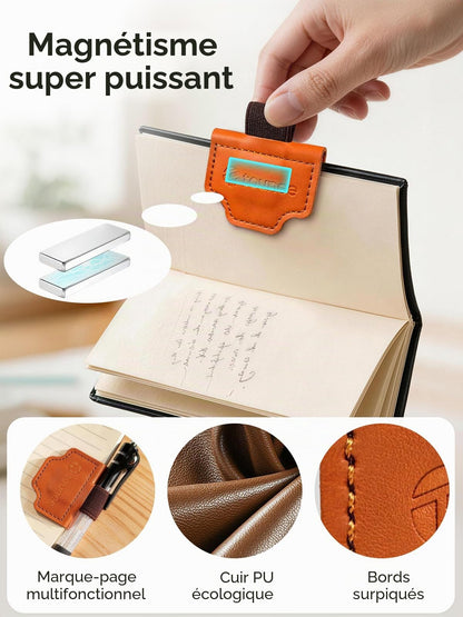 Signets magnétiques en cuir PU avec porte-stylo – Lot de 4 ou 6