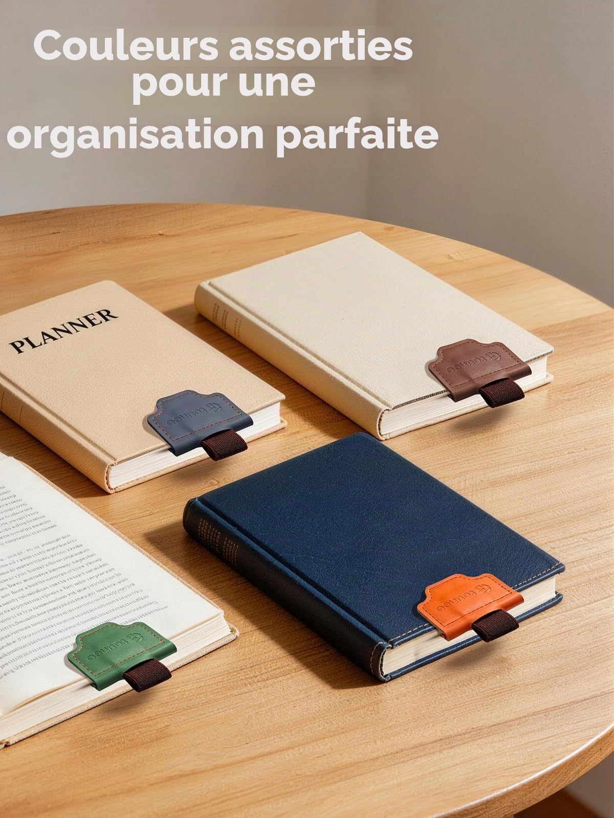 Signets magnétiques en cuir PU avec porte-stylo – Lot de 4 ou 6