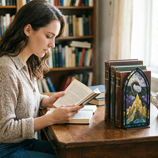 Serre-livres Dragon – Effet vitrail gothique