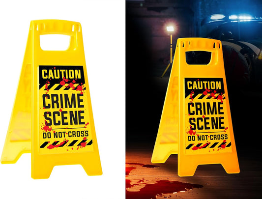 Pancarte « Attention scène de crime » en PVC – Décoration Halloween