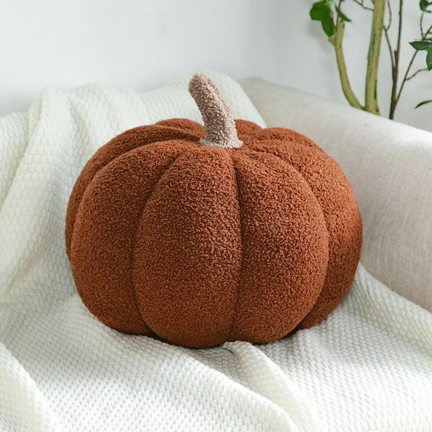 Coussin citrouille en velours Teddy – Décoration d'automne & Halloween