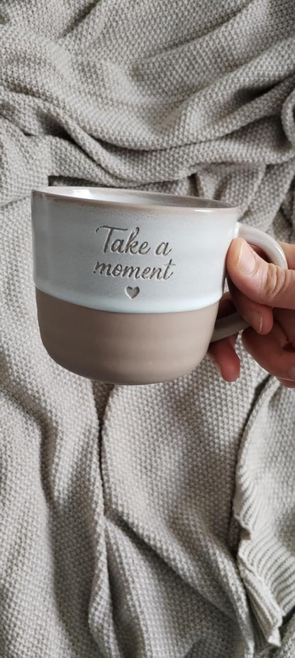 Coffret 2 Mugs céramique 400 ml – Gravure « Take a Moment » | COZY KITCHEN