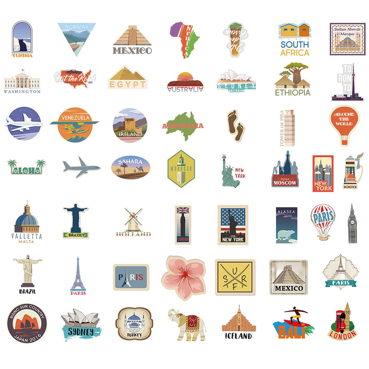 Autocollants de voyage en vinyle – Collection Kaderas