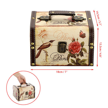 Coffret au trésor rétro en bois et similicuir – Papillon