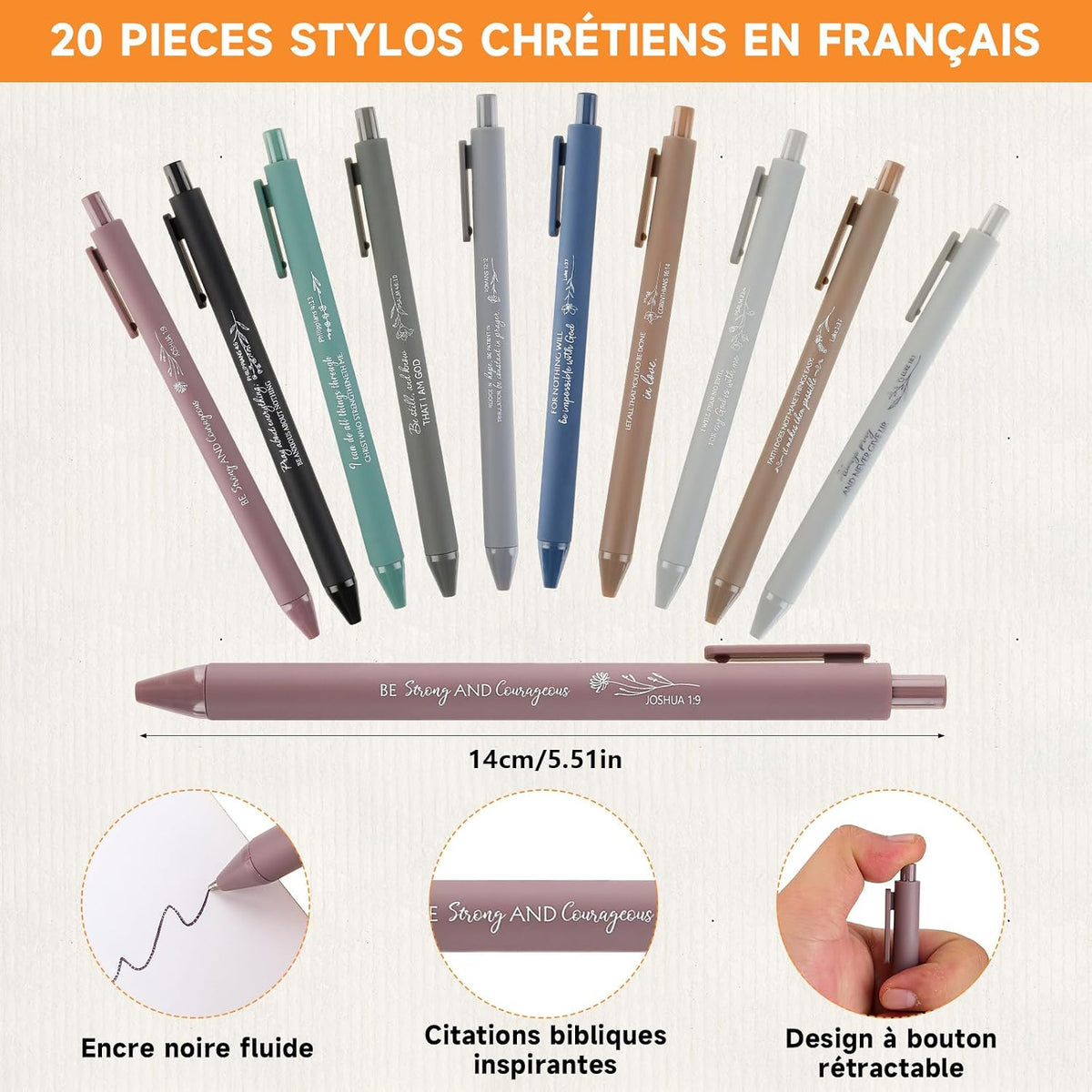 Lot de 10 carnets chrétiens avec stylos assortis