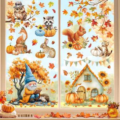Stickers fenêtre automne – 121 autocollants réutilisables