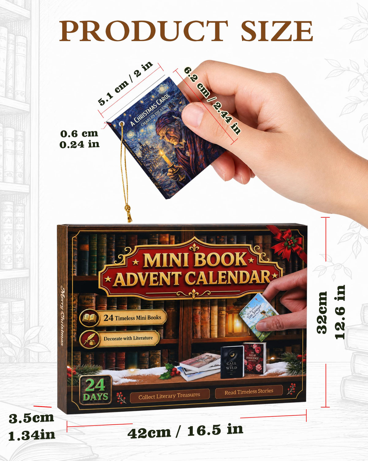 Calendrier de l'Avent 2026 — Mini-bibliothèque littéraire (extraits en anglais pour les livres)