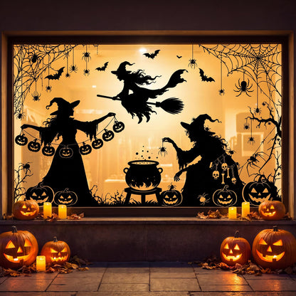 Autocollants de fenêtre Halloween – Lot de 4 feuilles grand format