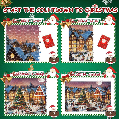 Calendrier de l'Avent 2026 - Puzzle de Noël — 1008 pièces - 24 boîtes numérotées