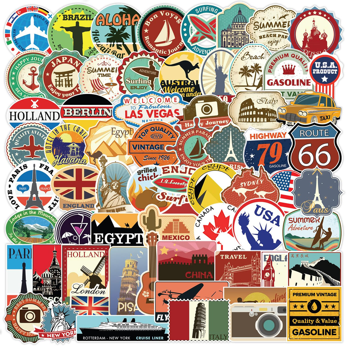 Autocollants de voyage en vinyle – Collection Kaderas