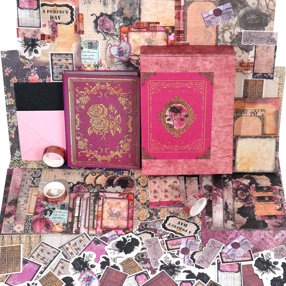 Kit de scrapbooking vintage – 185 pièces