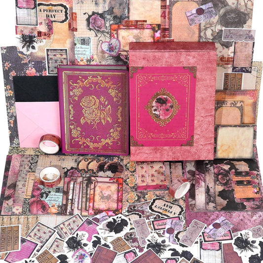 Kit de scrapbooking vintage – 185 pièces