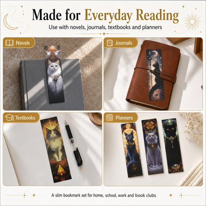 30 marque-pages illustrés – Fantasy "Art nouveau "ou "Tarot mystique félin"