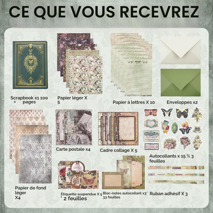 Kit de scrapbooking vintage – 185 pièces